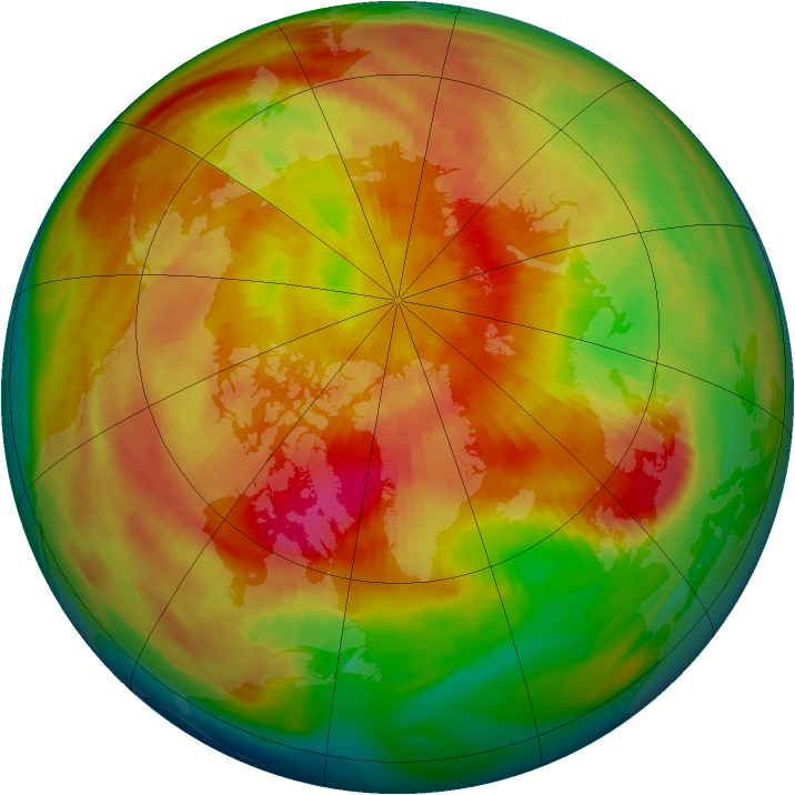 Arctic ozone map for 22 March 1983